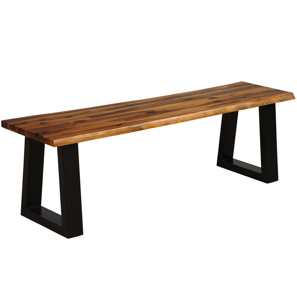 Solid Acacia Wood Patio Bench with Metal Legs V892439
