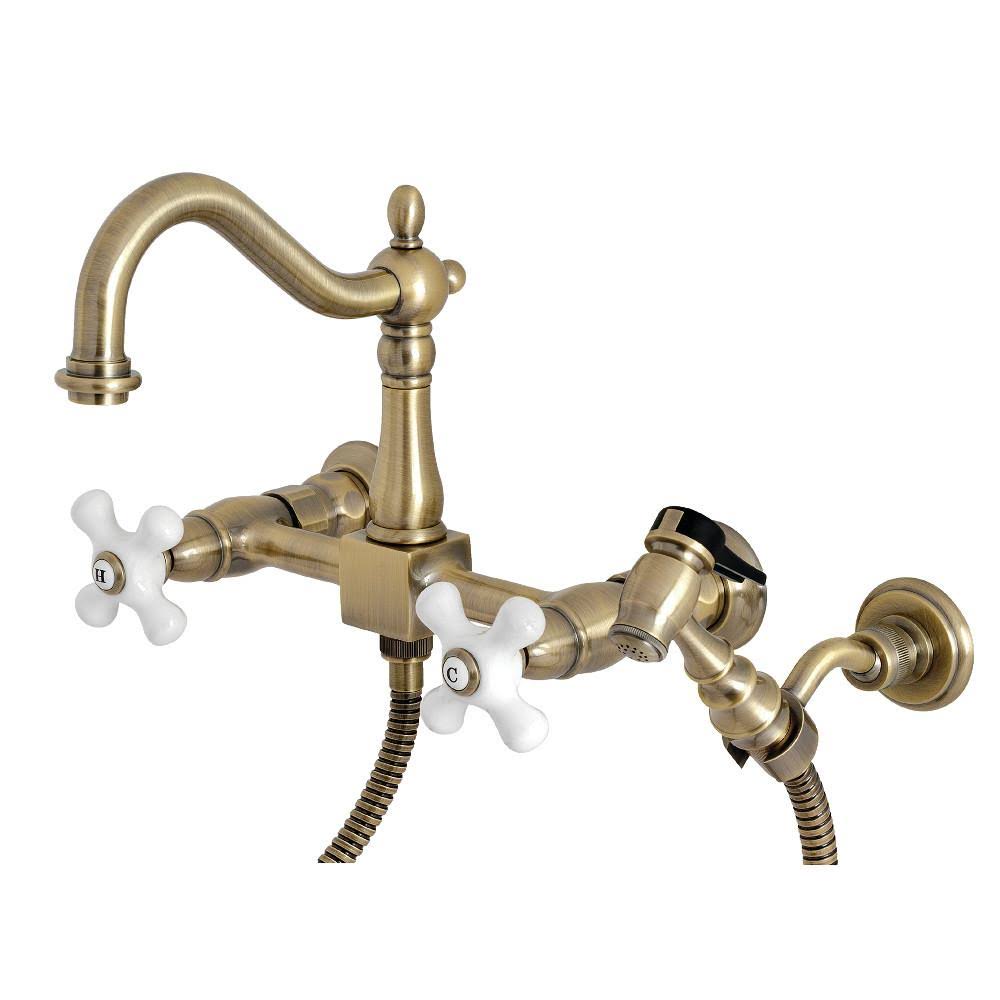 Oil Rubbed Bronze Wall Mount Kitchen Faucet with Brass Sprayer N329200