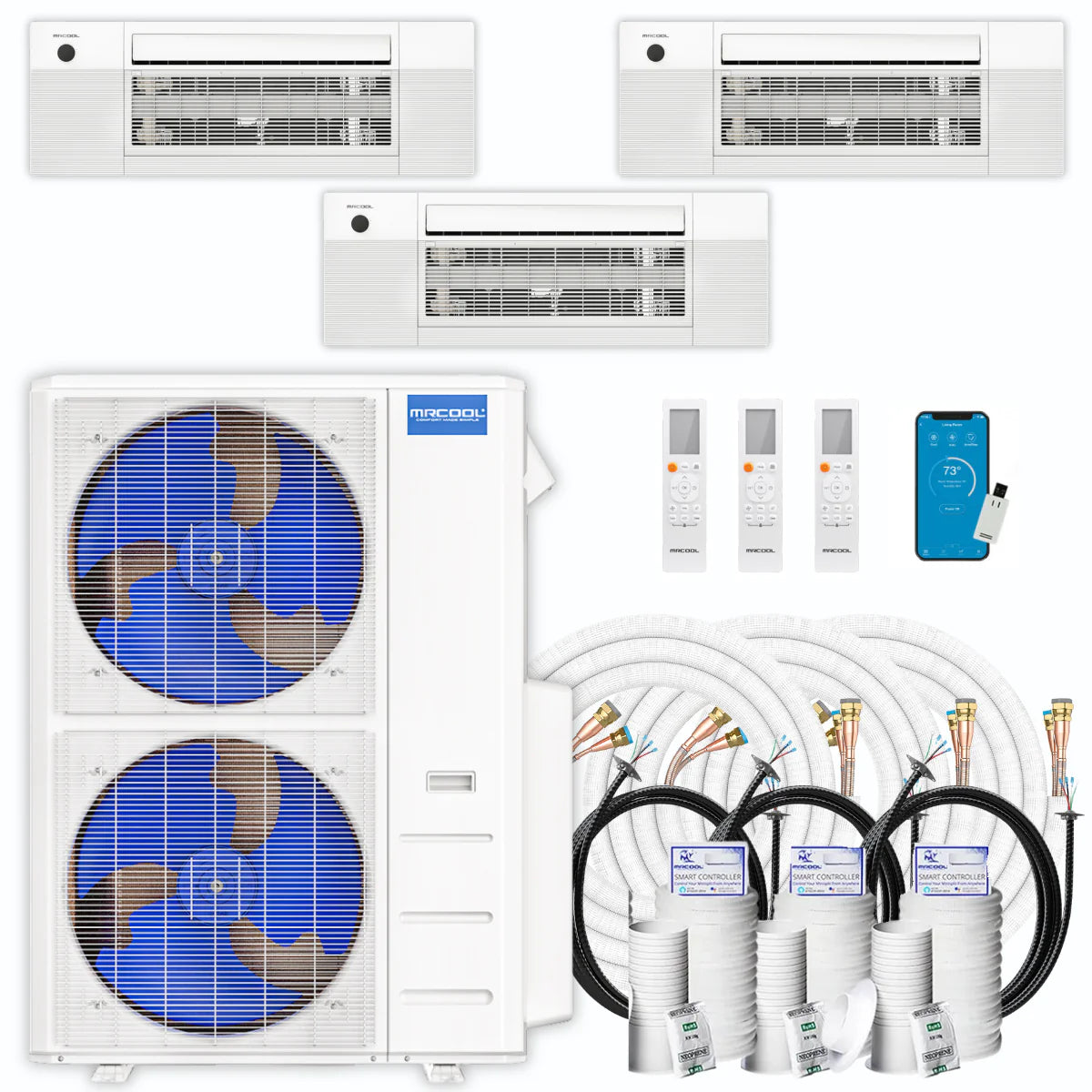 45,000 BTU 3 Zone Ceiling Cassette Ductless Air Conditioner and Heat Pump L34723