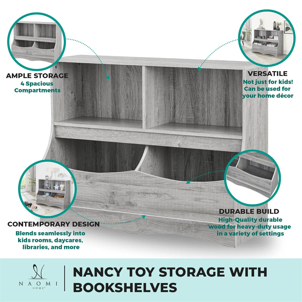 White Kids Toy Storage with Bookshelves Z288