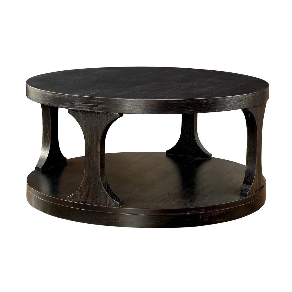 Antique Black 36-inch Solid Wood 1-Shelf Coffee Table Y132