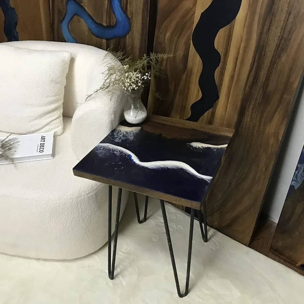 Natural Edge Wood Resin River Coffee Table Hairpin Legs Z34465