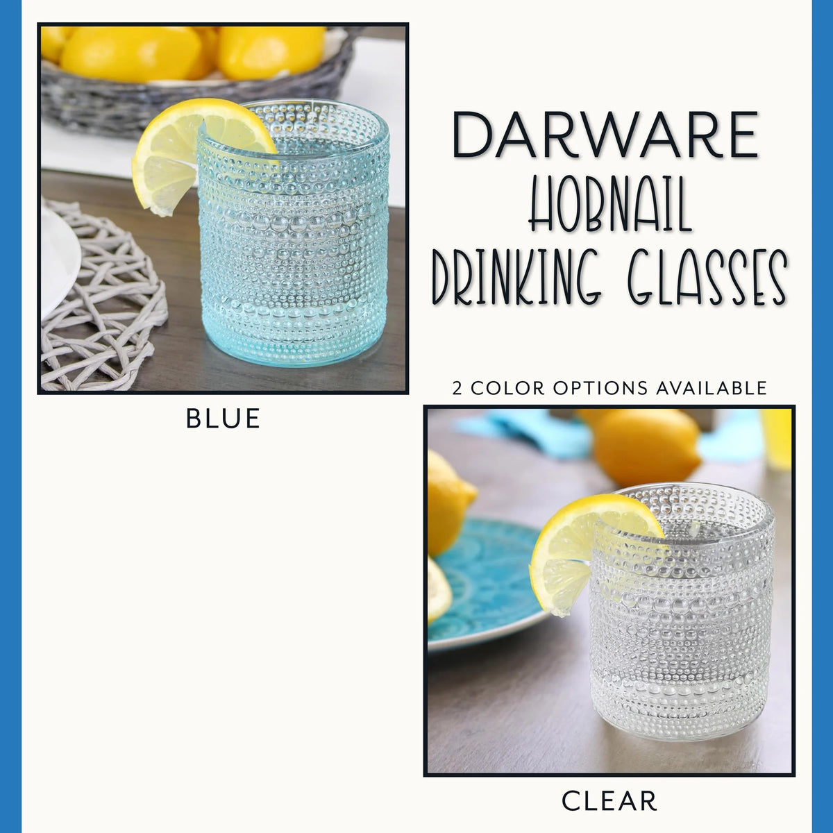 Blue 12oz 6pk Hobnail Drinking Glasses D62993
