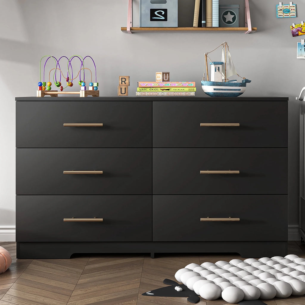 White Wood 6 Drawer Dresser C3447
