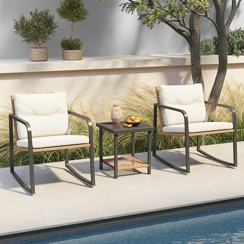 3 Piece Wicker Outdoor Bistro Set with Cushions X87610