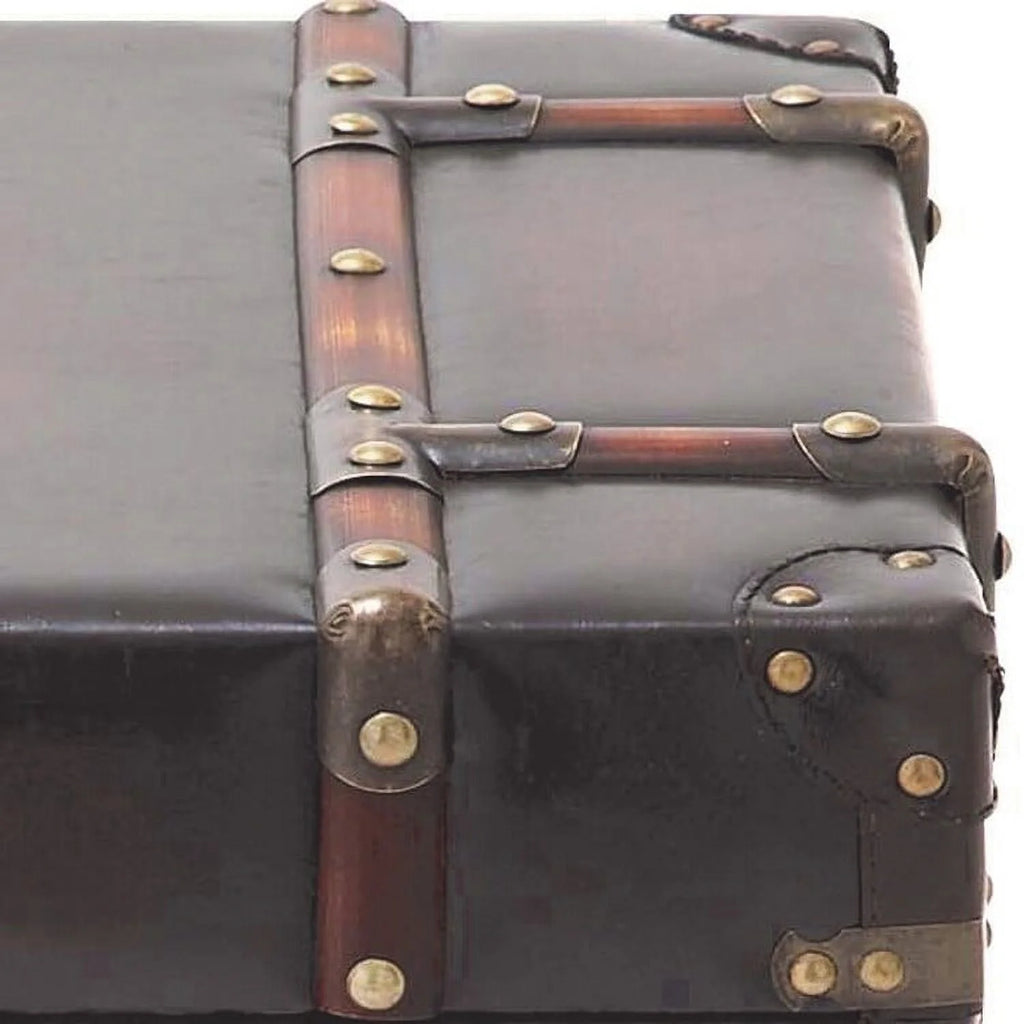 Leather And Wood Trunk Side Table X572506