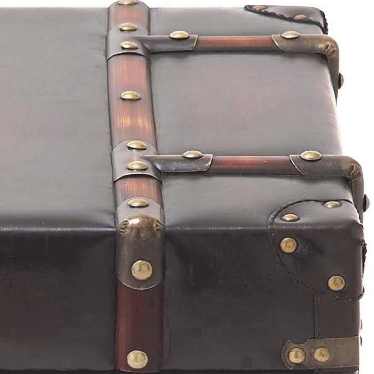 Leather And Wood Trunk Side Table X572506