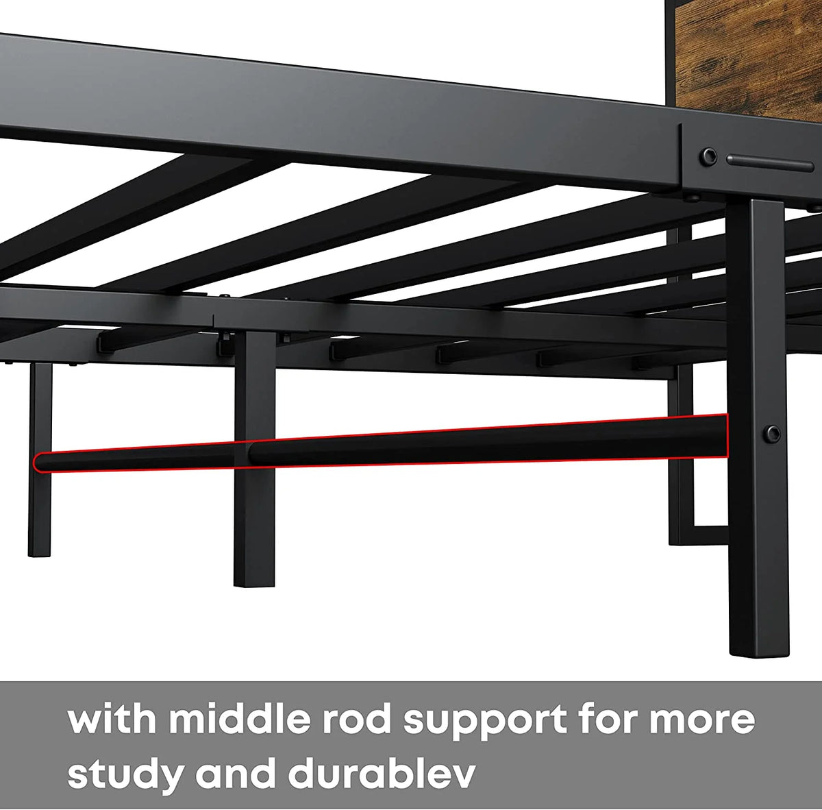 Full Bed Frame with Bookcase Headboard and Charging Station O691283