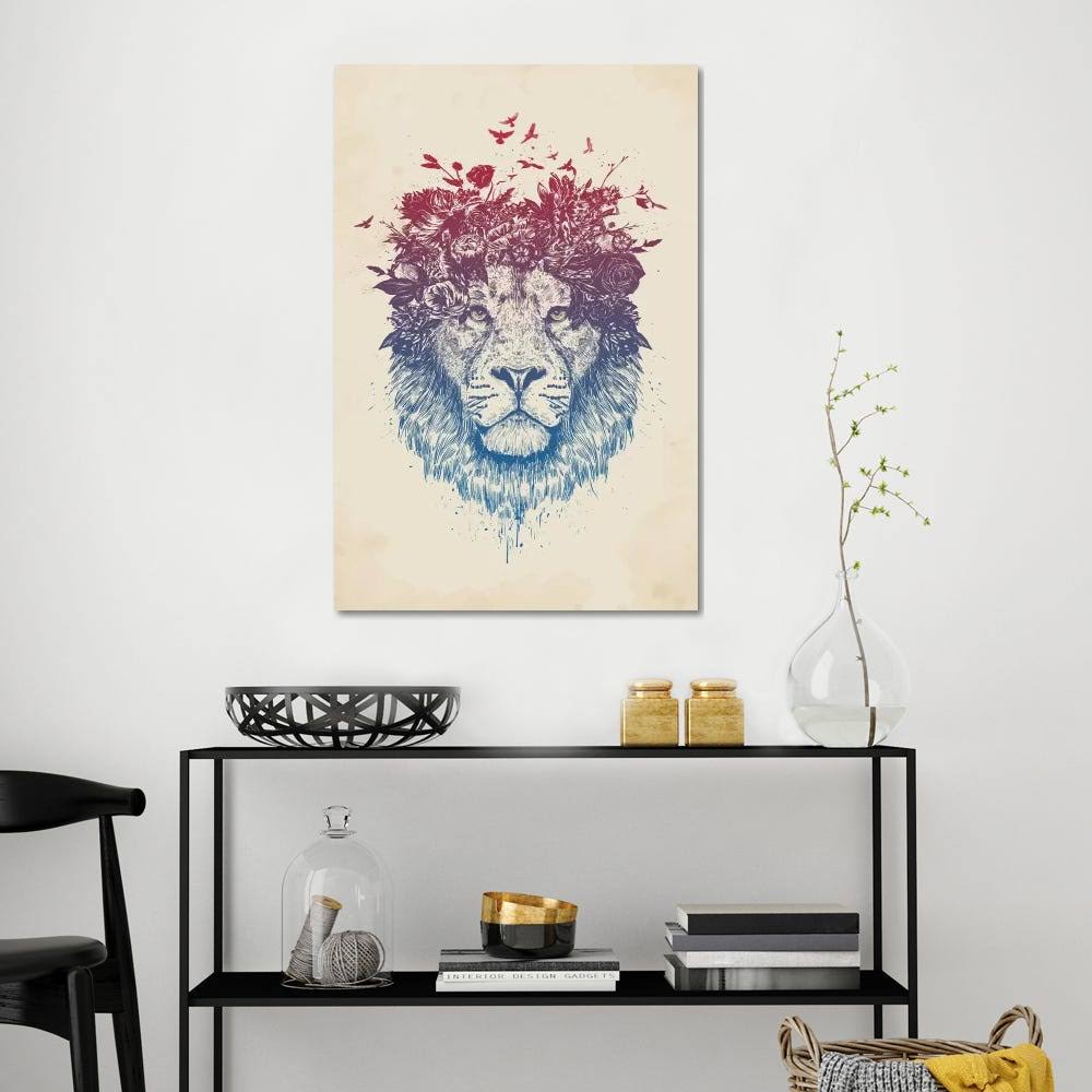 Canvas Wall Decor Prints Floral Lion X6035