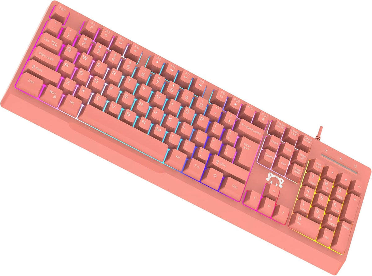 White Backlit Wired 104 Keys Gaming Keyboard Pack of 2 P793