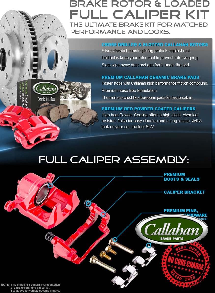 Rear Powder Coated Red Calipers 5 Lug Rotors Ceramic Pads Kit W21195
