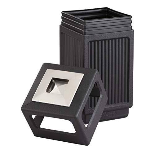 Black 15 Gallon Recessed Panel Trash Can with Ash Urn K707