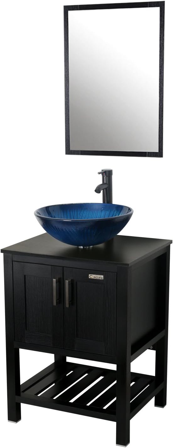 24 inch Bathroom Vanity with Ceramic Vessel Sink and Faucet S3445