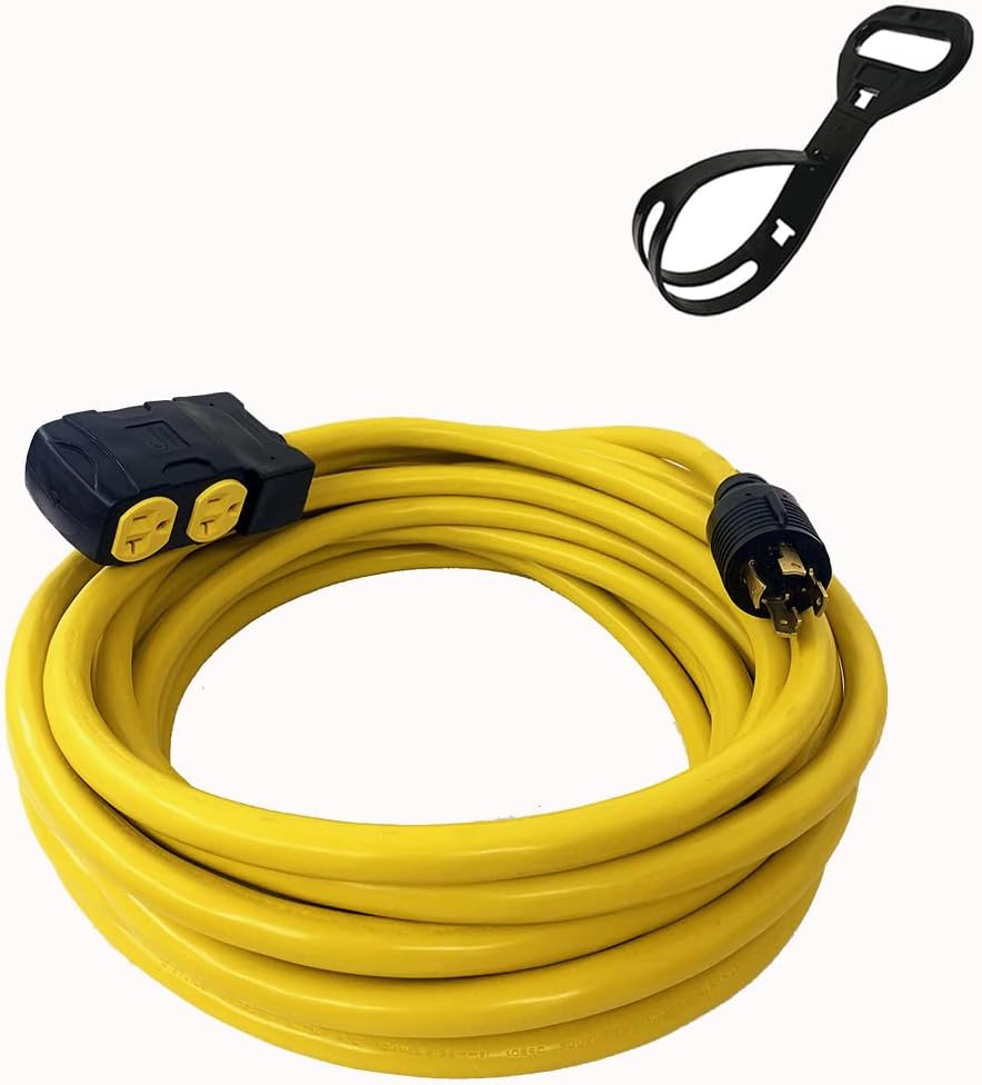 50Ft 30 Amp 125/250V 10 Gauge SJTW Power Cord with Surge Protector Breaker G48397