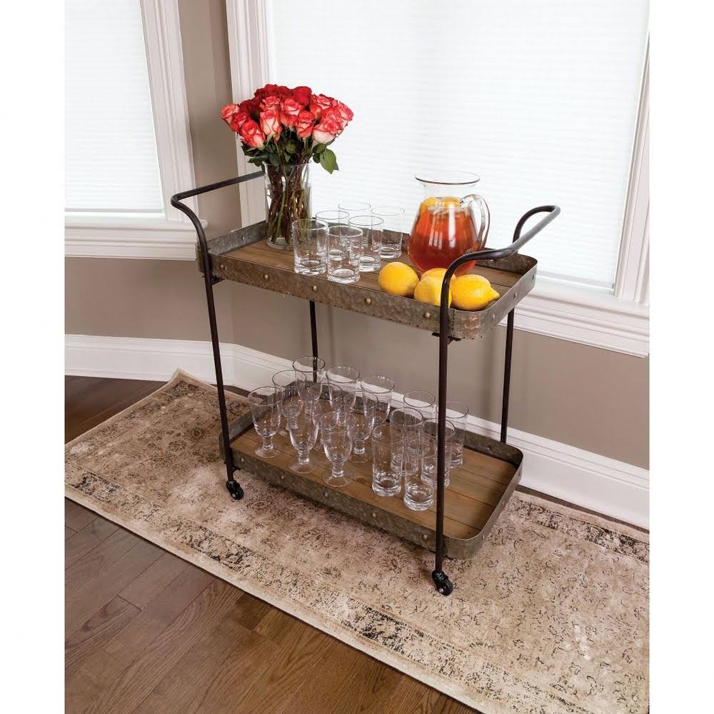 32.5 inch Serving Cart Natural/Grey Finish Q487
