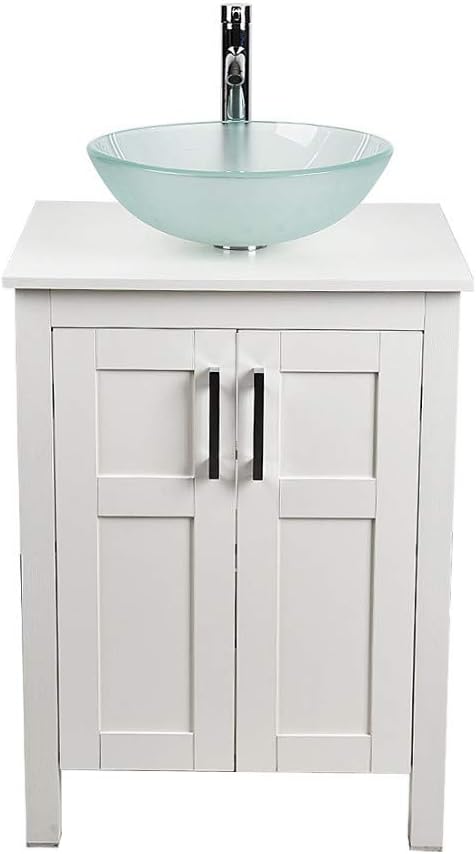 24 Inches White Single Bathroom Vanity Set with Top and 2-Door Cabinet M967727