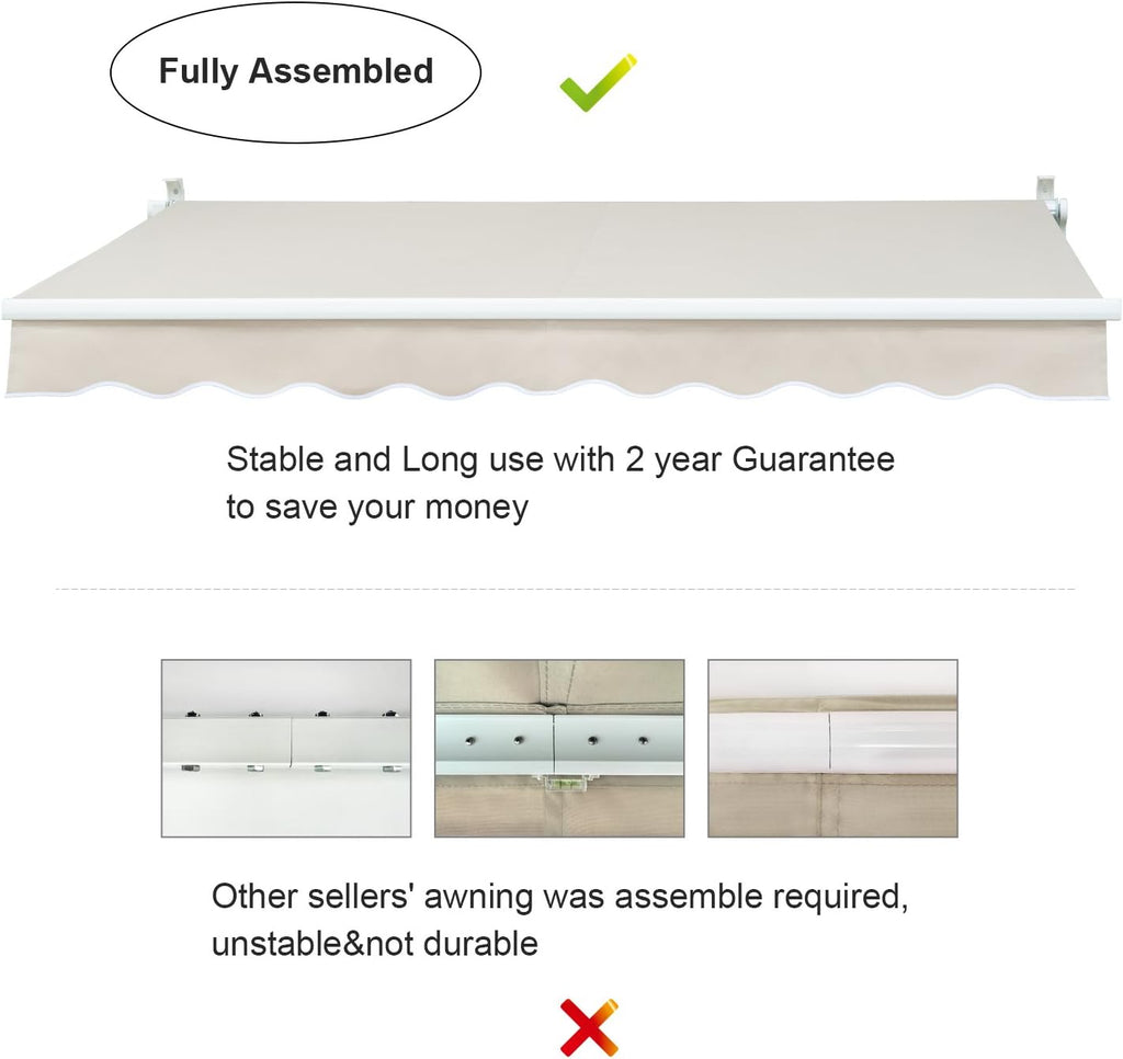 Retractable 12'x10' Beige Patio Awning N18678