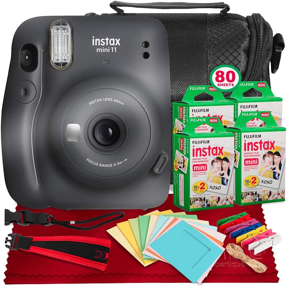 Charcoal Grey Instant Film Camera with 80 Exposures Film M9817