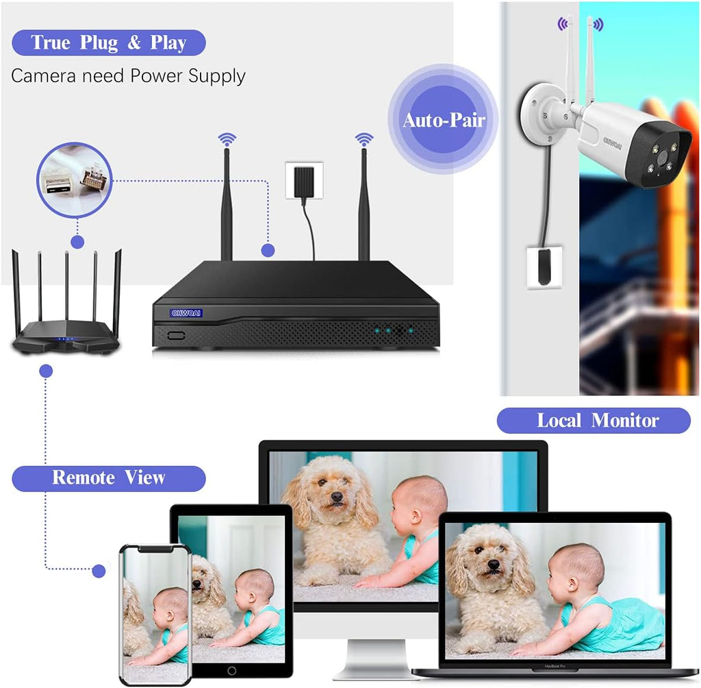 8Pcs 5.0MP Wireless Security Camera System with 8 Channel NVR D405005