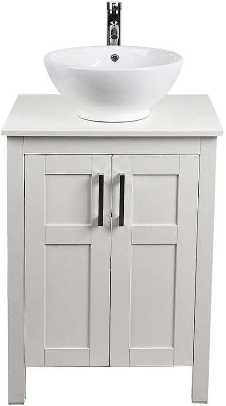 24 Inches White Single Bathroom Vanity Set with Top and 2-Door Cabinet M967727