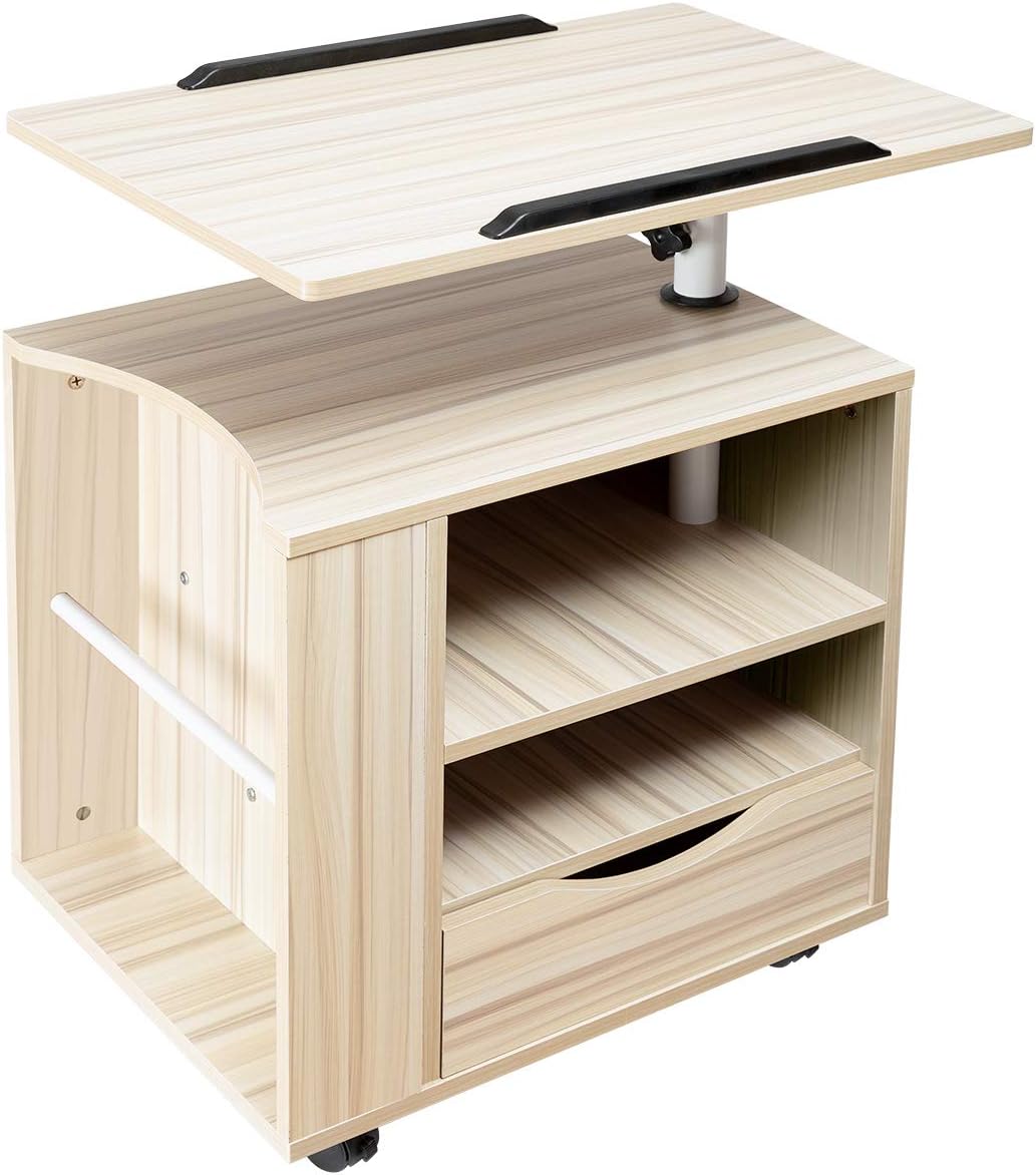 Beige Wooden Nightstand with Drawers O164053