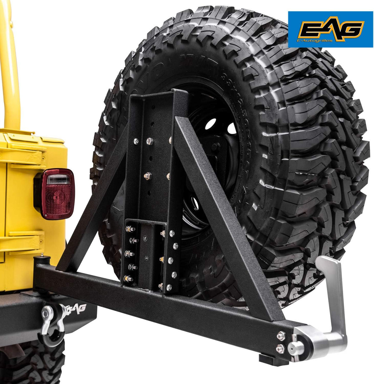 Black Textured Rear Bumper with Tire Carrier Y649