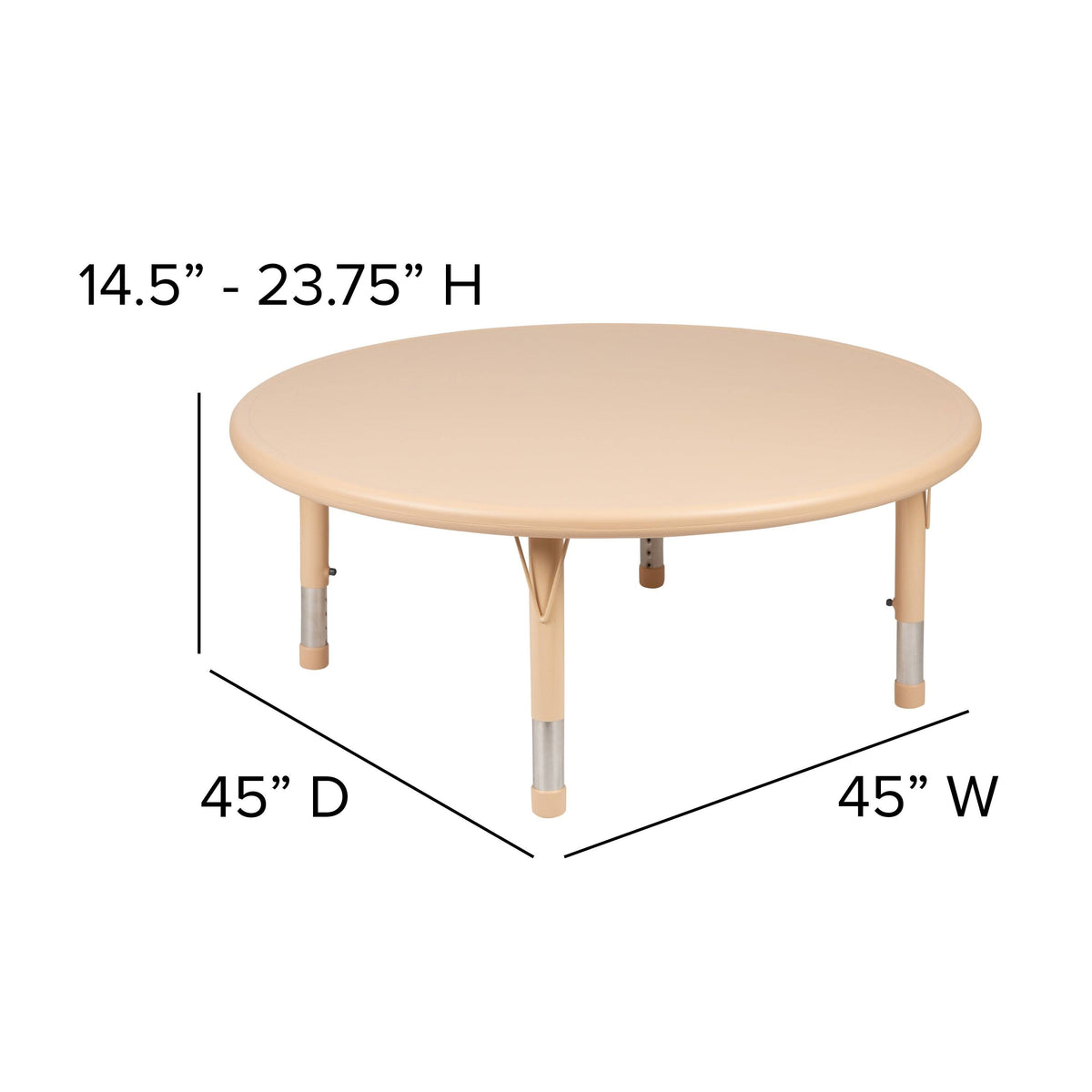 45 inch Round Plastic Height Adjustable Activity Table F154