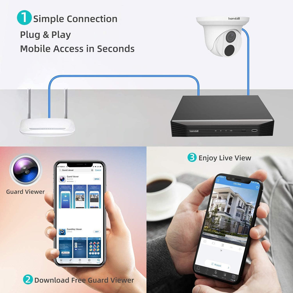 4K PoE Security Camera System 8 Channels 4pcs Dome Cameras 2TB Hard Disk Q34602