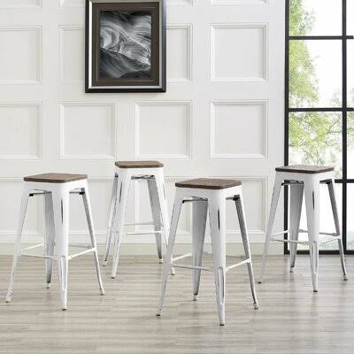 White Solid Wood Bar Stool I20864