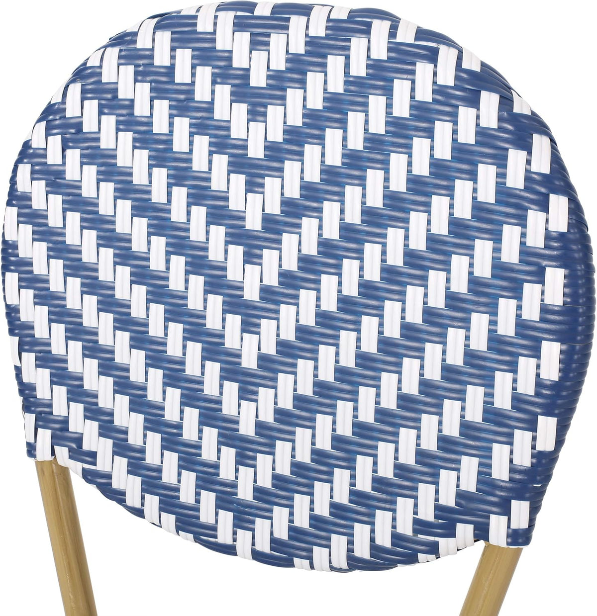 Navy Blue White Bamboo Finish Outdoor Bistro Chair G78822