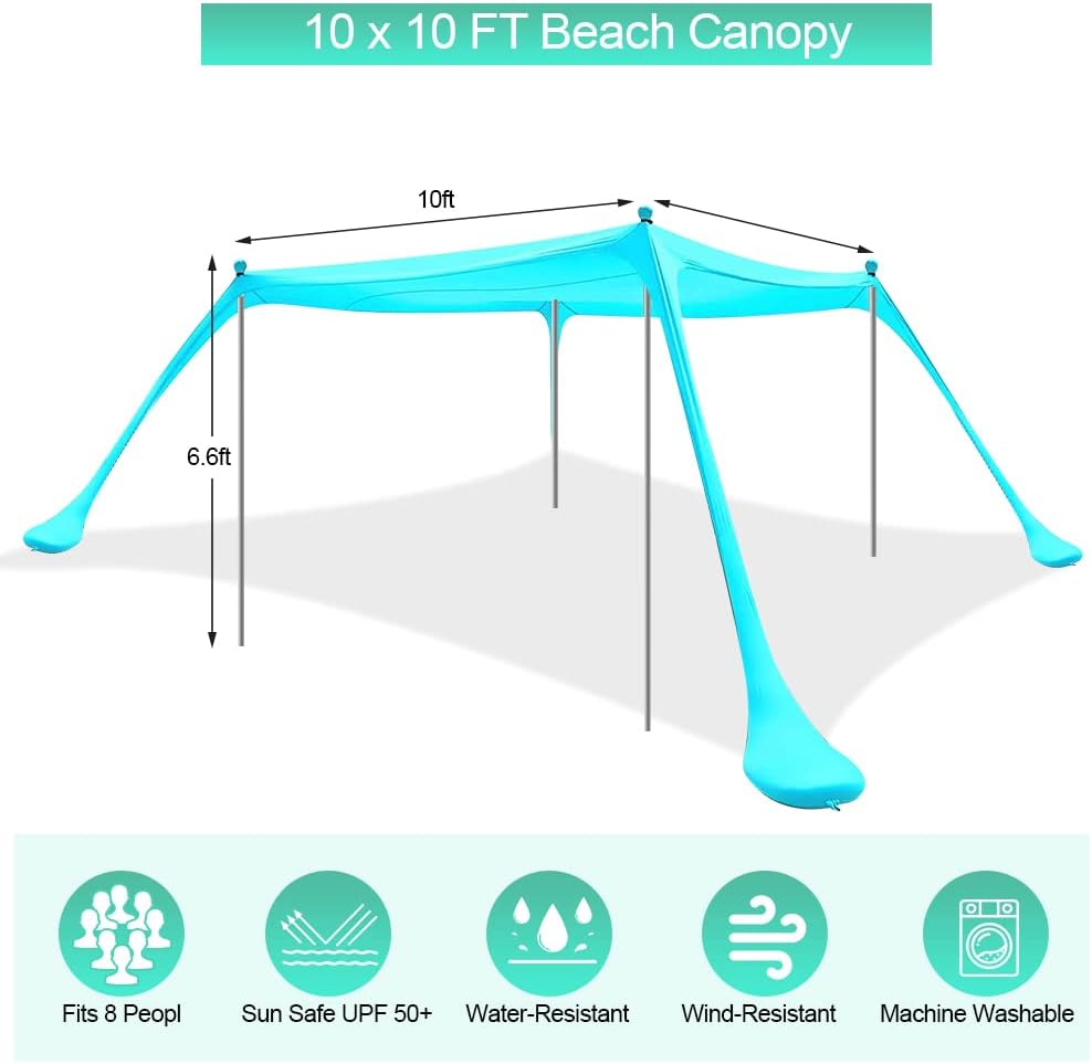 10 x 10 FT UPF50+ Beach Tent Sun Shelter with Carrying Bag B762755