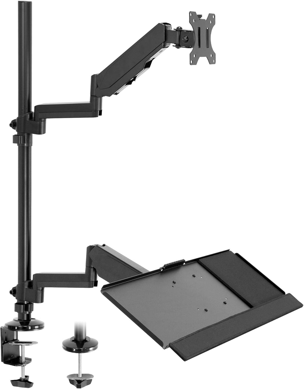 Black Height Adjustable Monitor Desk Mount with Keyboard Tray X952