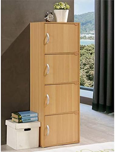 4 Shelf 4 Door Bookcase in Beech T38052