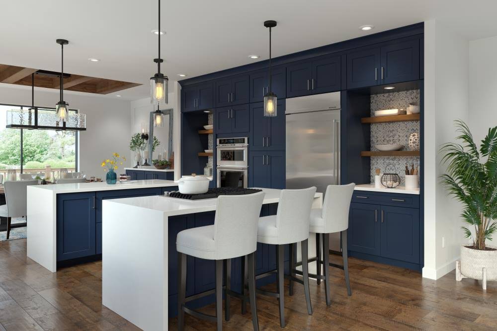 36-in W x 15.125-in H x 12-in D Navy Square Door Wall Cabinet P4314