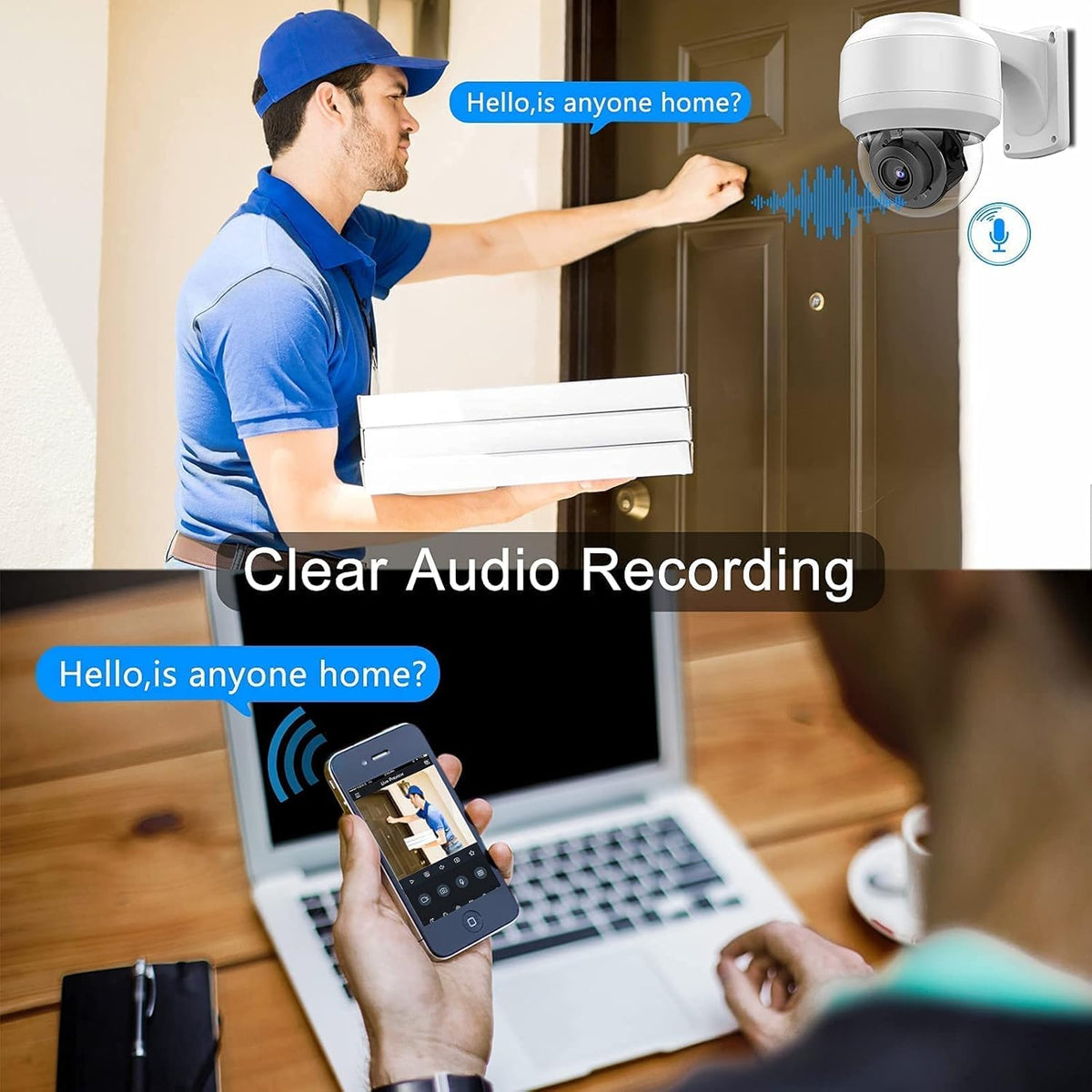 8MP PTZ PoE IP Dome Camera with Built-in Mic I148
