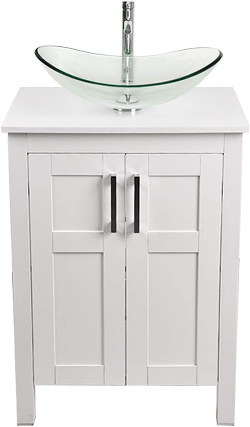24 Inches White Single Bathroom Vanity Set with Top and 2-Door Cabinet M967727