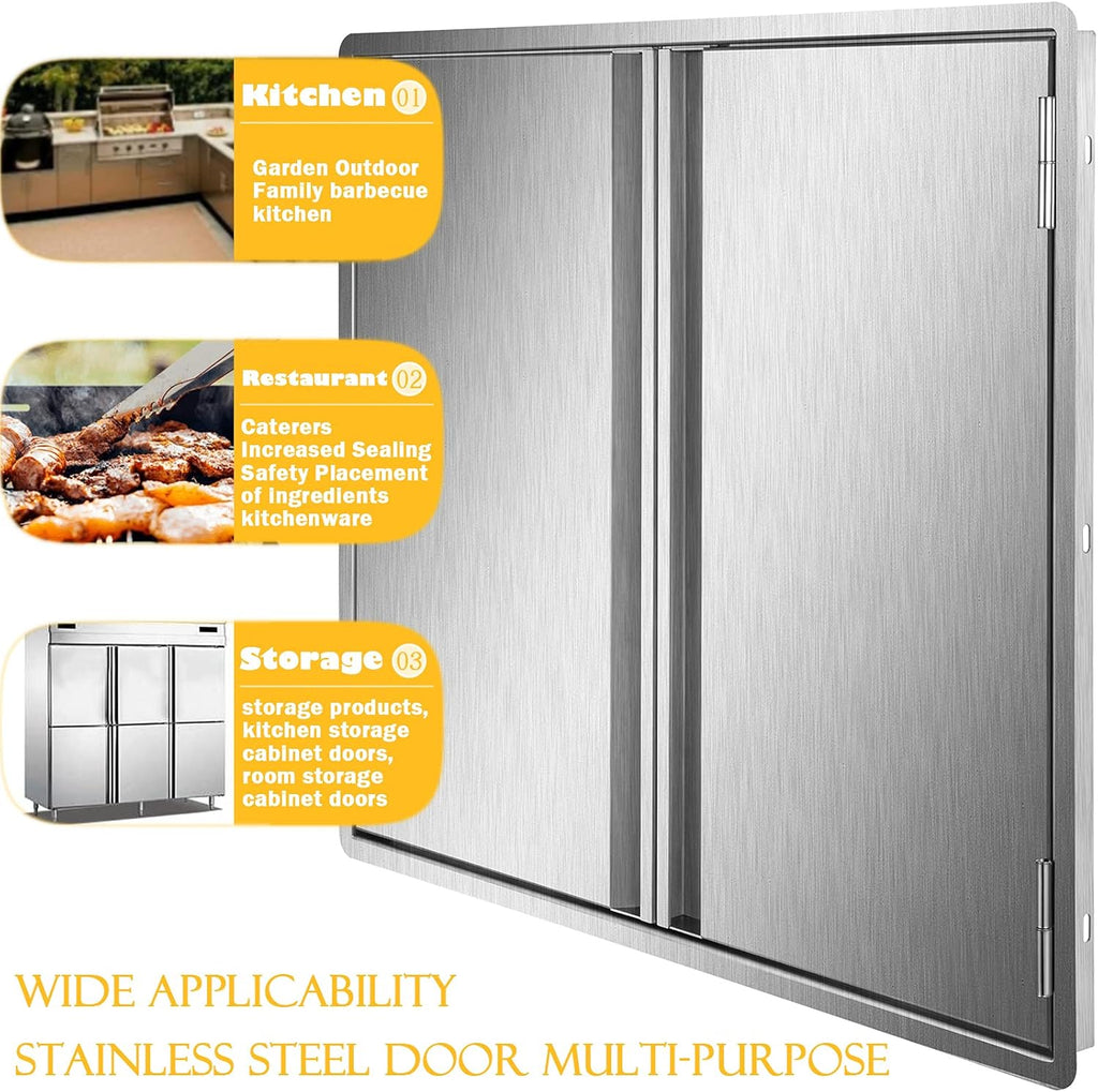 29.5W x 22H Inch Stainless Steel Outdoor Kitchen Doors N1902