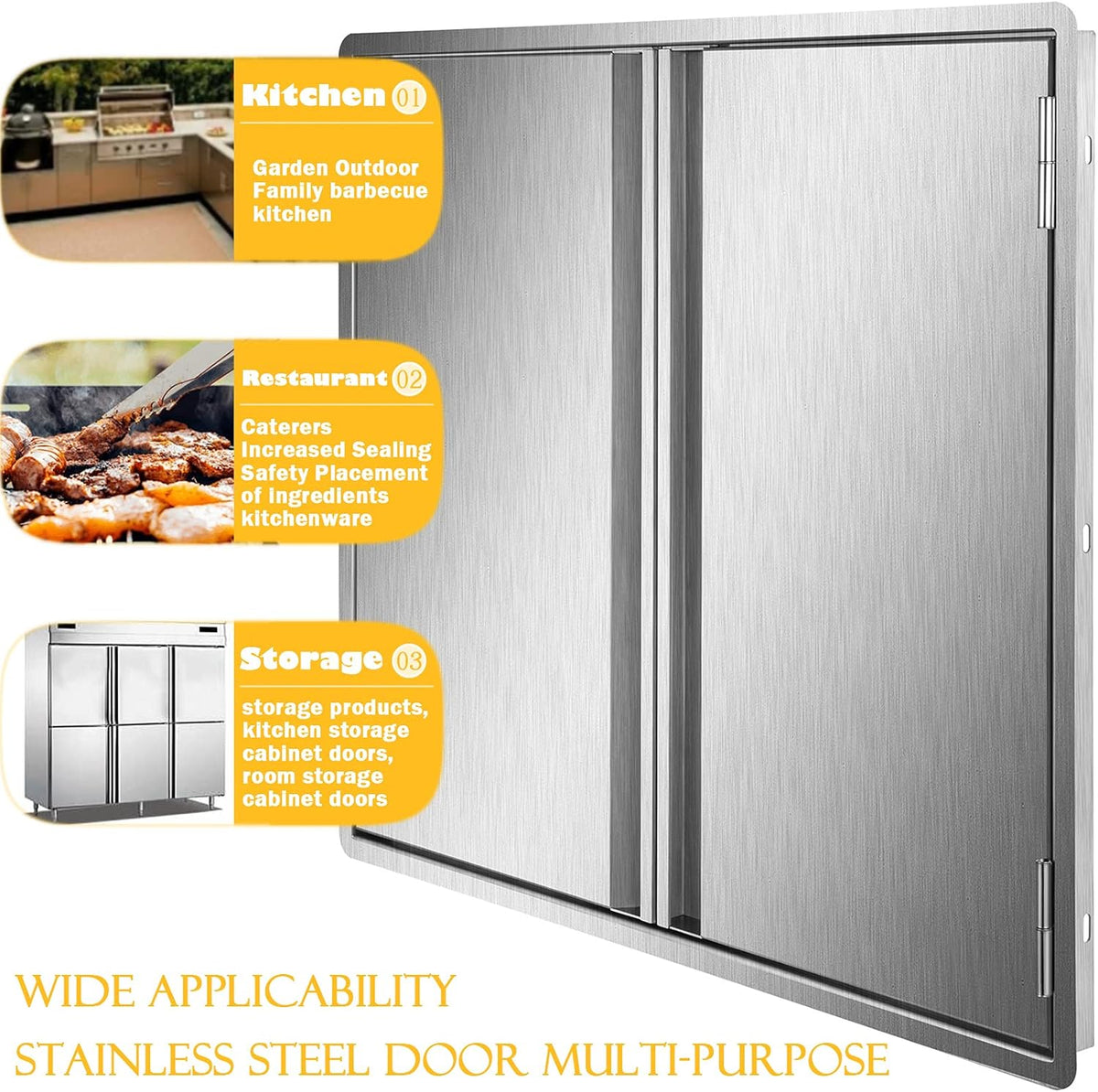 29.5W x 22H Inch Stainless Steel Outdoor Kitchen Doors N1902