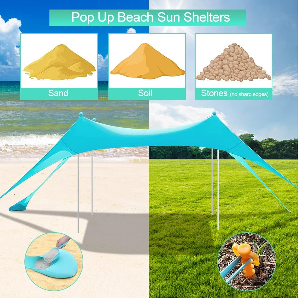 10 x 10 FT UPF50+ Beach Tent Sun Shelter with Carrying Bag B762755