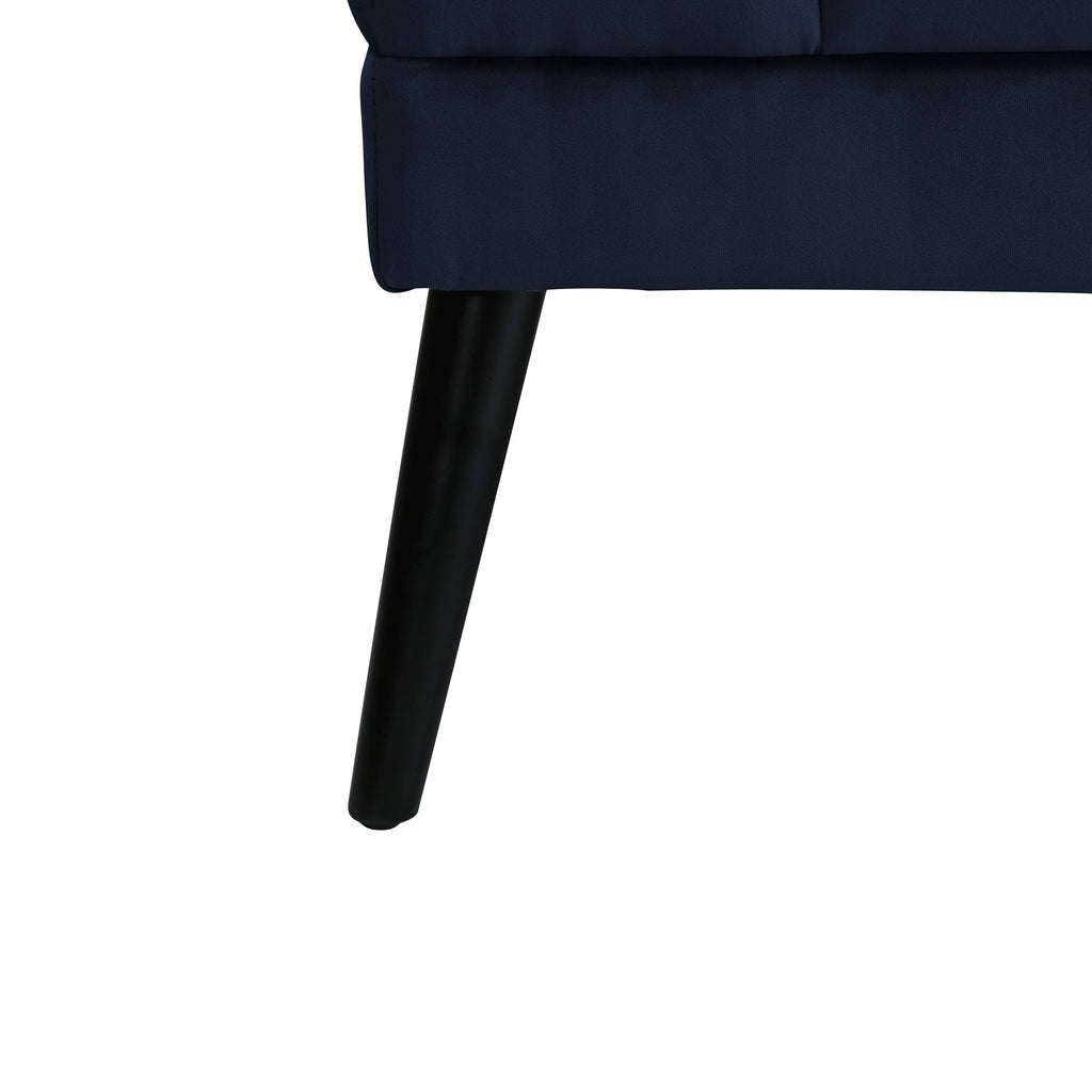 Navy Blue Velvet Armless Loveseat D29861