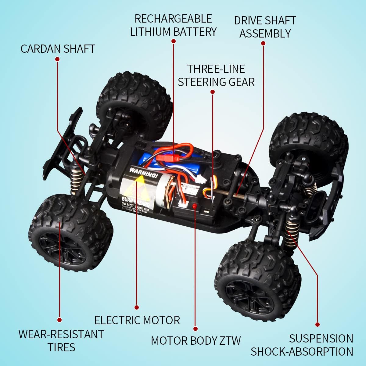 1:18 Remote Control High Speed RC Monster Truck with Rechargeable Batteries Pack of 2 Z23251