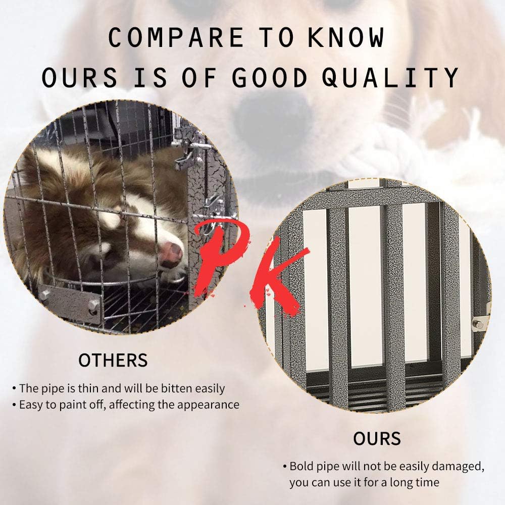 38 Heavy Duty Metal Dog Crate with Double Doors and Wheels, Black I2701