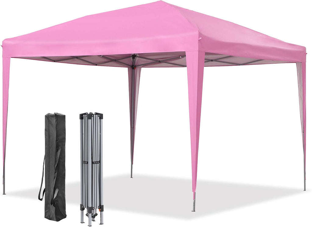 10x10FT Pink Portable Pop Up Canopy Tent with Carry Bag H8710