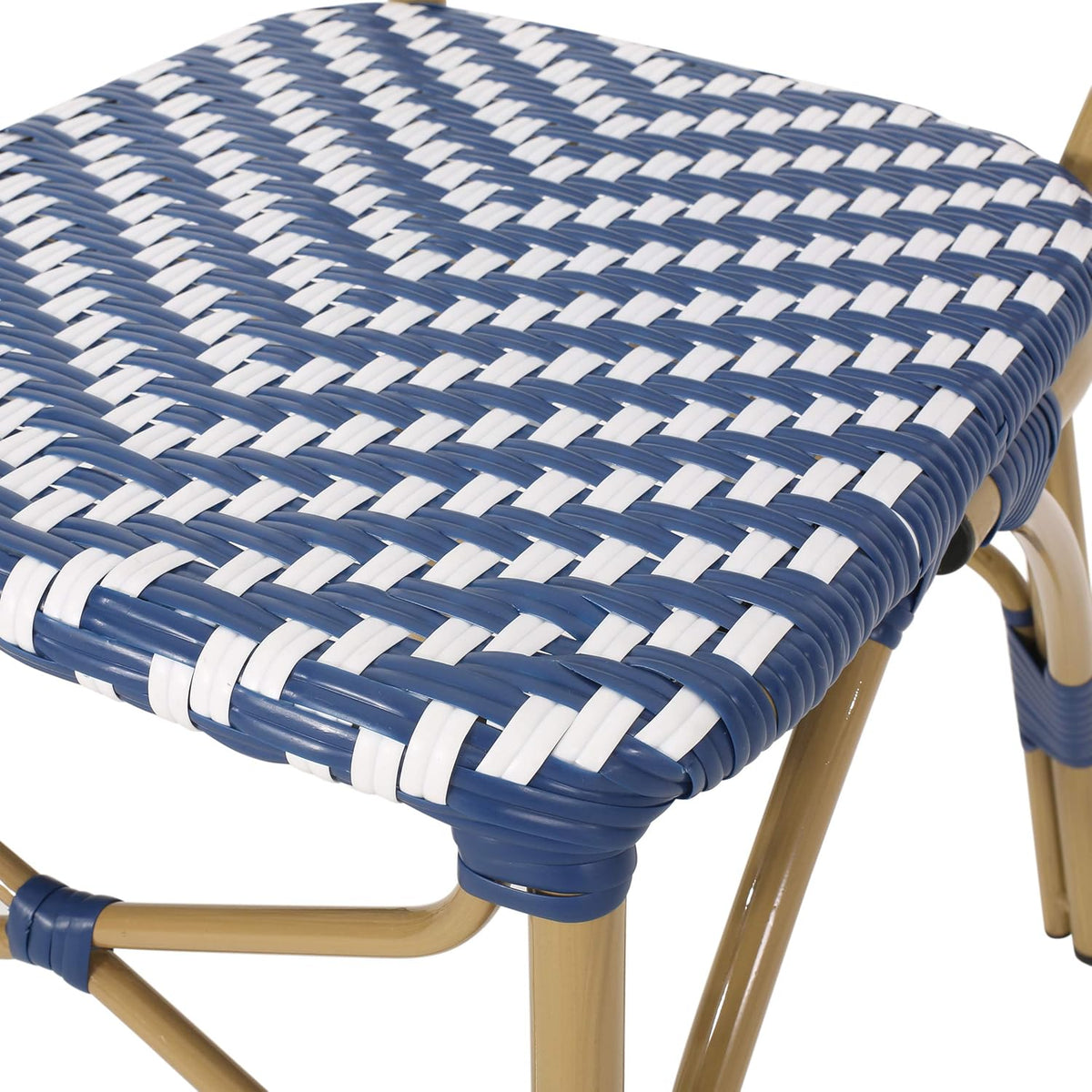 Navy Blue White Bamboo Finish Outdoor Bistro Chair G78822