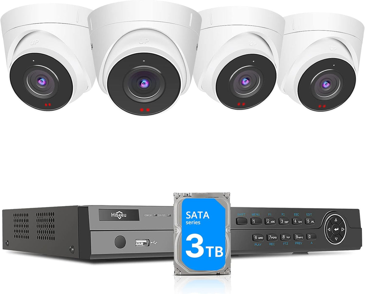 5MP PoE Security Camera System with 3TB Hard Drive, 8 Channel NVR and 4 Dome IP Cameras D6086