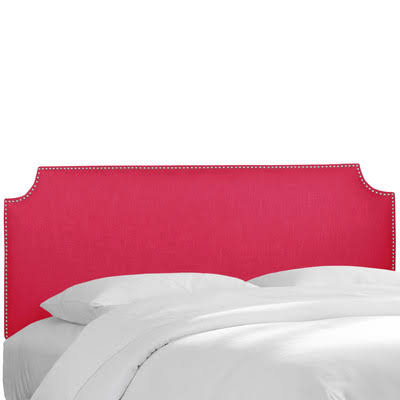 California King Linen Fuchsia Upholstered Panel Headboard X1373