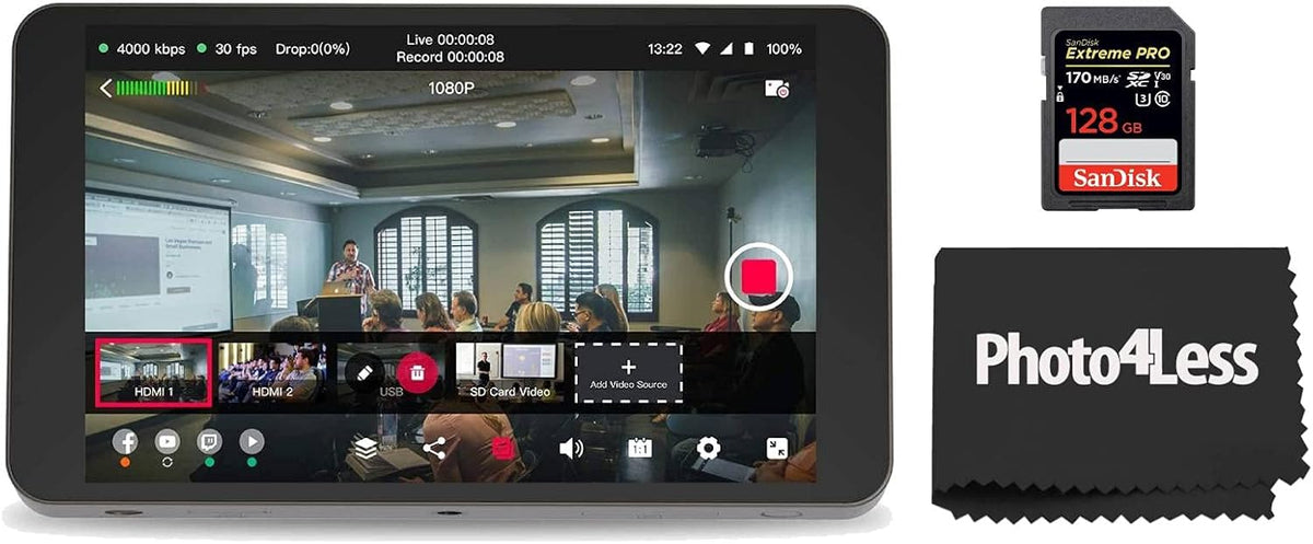 Portable Live Stream Studio with SD Card and HDMI Cables B588