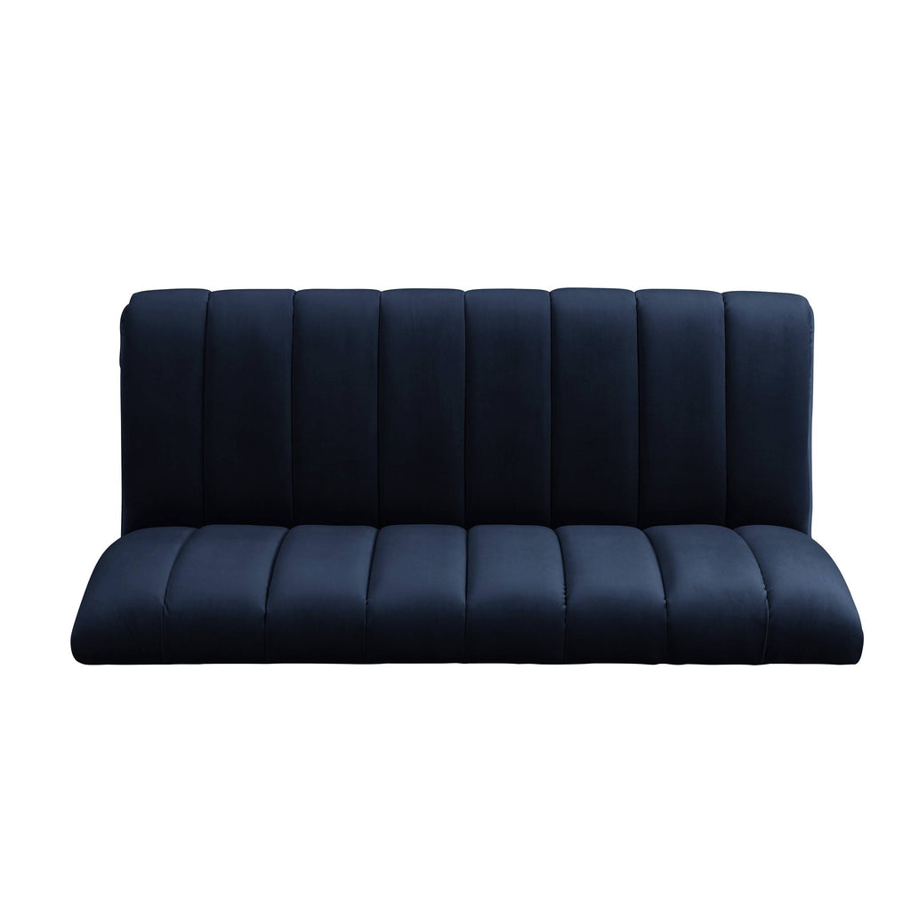 Navy Blue Velvet Armless Loveseat D29861