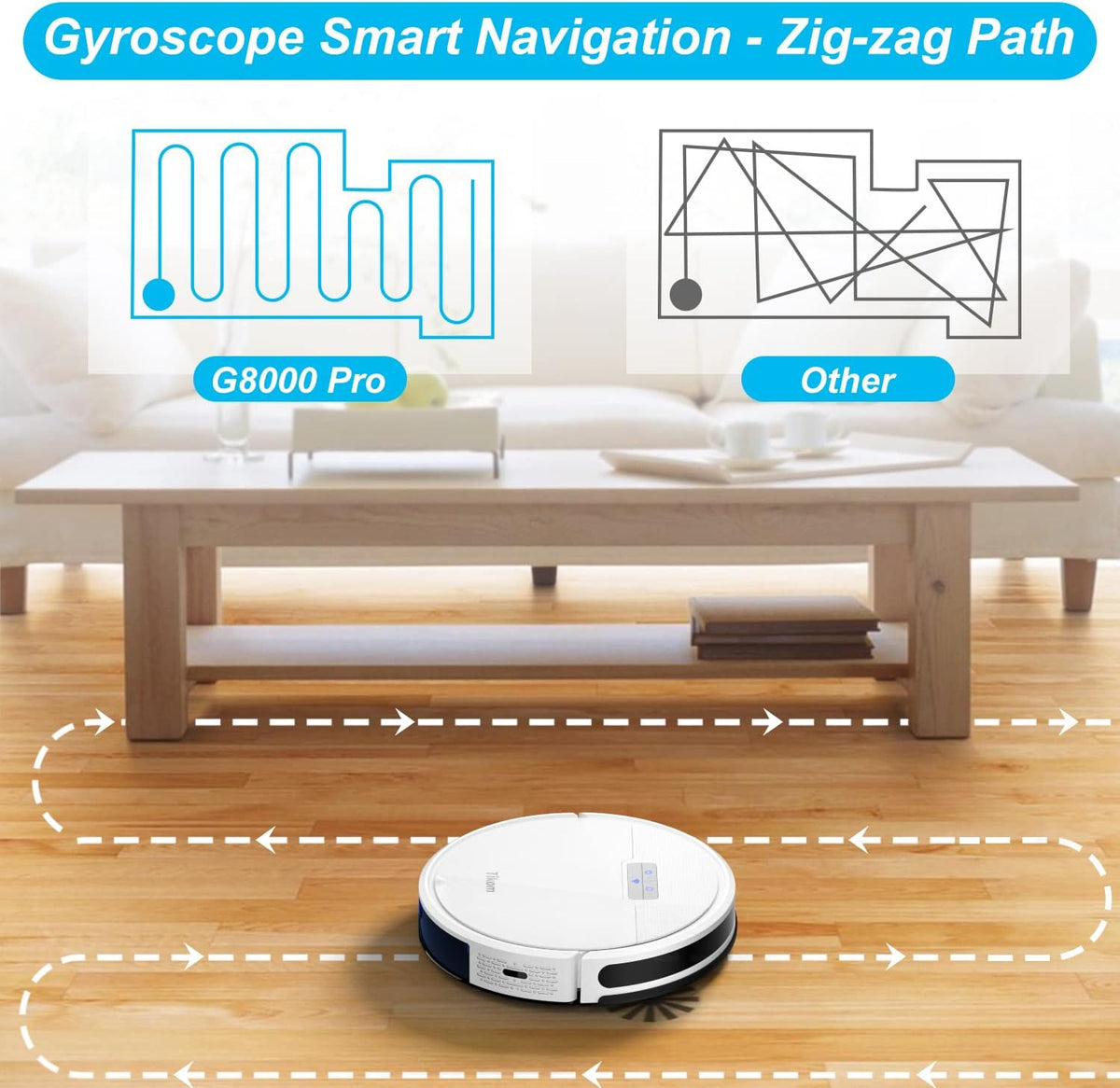 2 in 1 Robot Vacuum and Mop Combo, 4500Pa Suction, 150mins Max, Wi-Fi Q535507