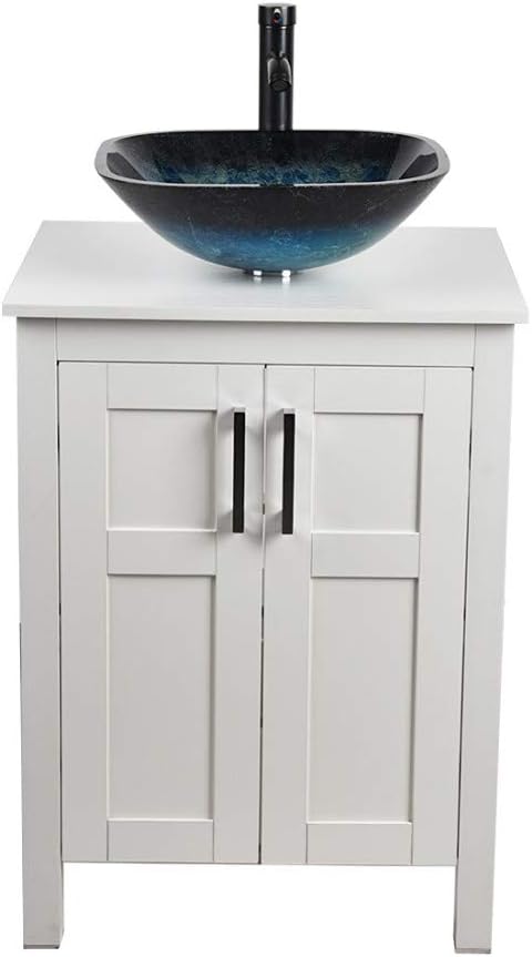 24 Inches White Single Bathroom Vanity Set with Top and 2-Door Cabinet M967727